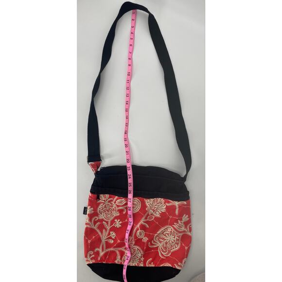 Lily Ryan Crossbody Shoulder Bag Purse zip floral red black white Adjustable - Picture 7 of 10